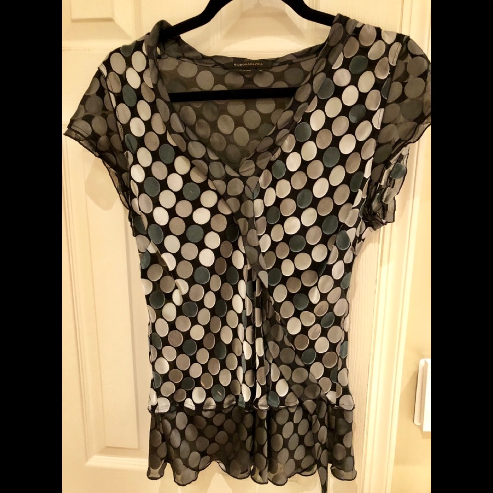 BCBG  silk gray and blue blouse